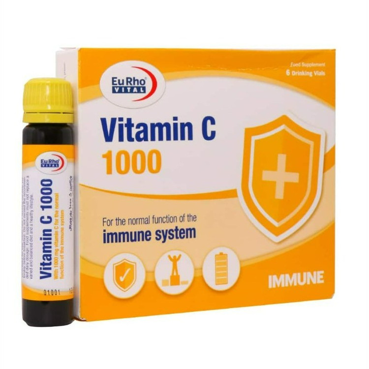 ویال خوراکی ویتامین C 1000 میلی گرم یوروویتال 6 عدد