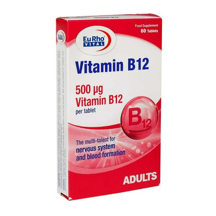 ویتامین B12 یوروویتال 500 میکروگرم بسته 60 عددی