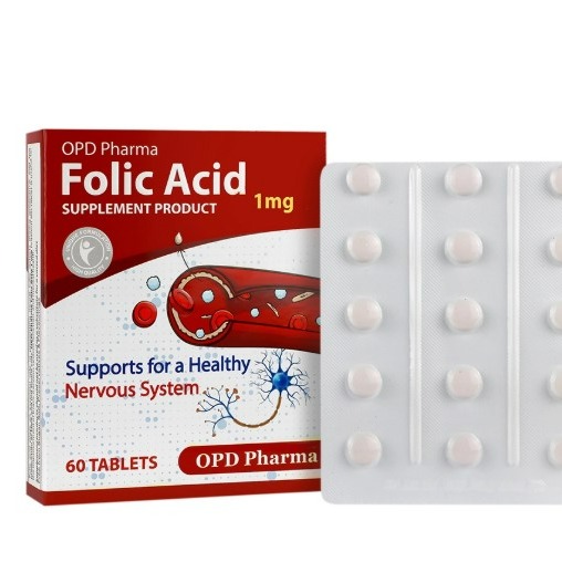 فولیک اسید 1 میلیگرم او پی دی فارما بسته 60 عددی