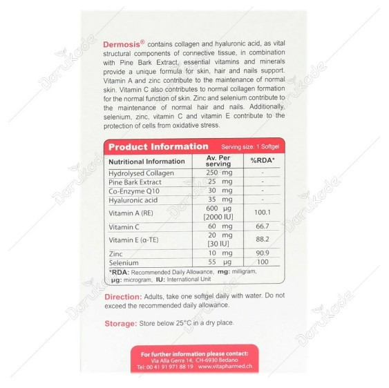 درموسیس کلاژن پلاس هیالورونیک اسید ویوا تیون بسته 30 عددی