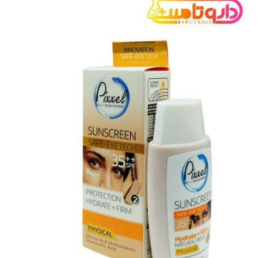 کرم ضد آفتاب فیزیکال پیکسل SPF35 حجم 50 میلی لیتر مناسب انواع پوست رنگ بژ طبیعی